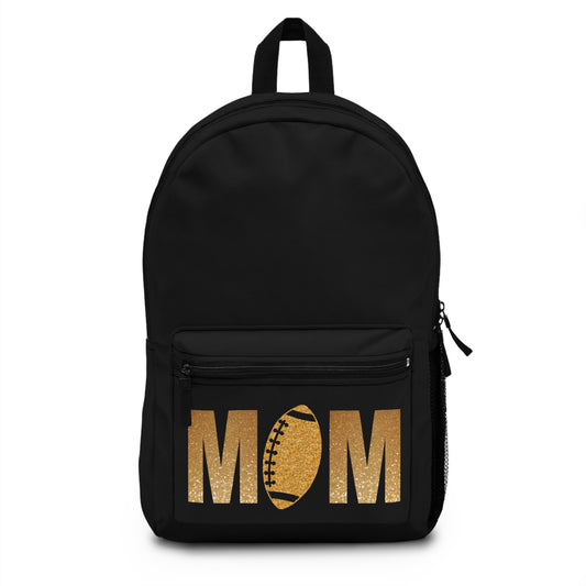 Black Backpack Gold football mom bag