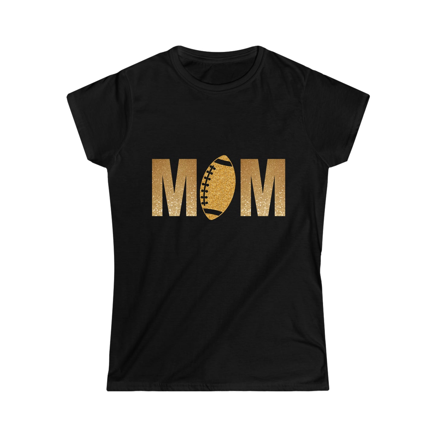 gold glitter footbal mom t shirt